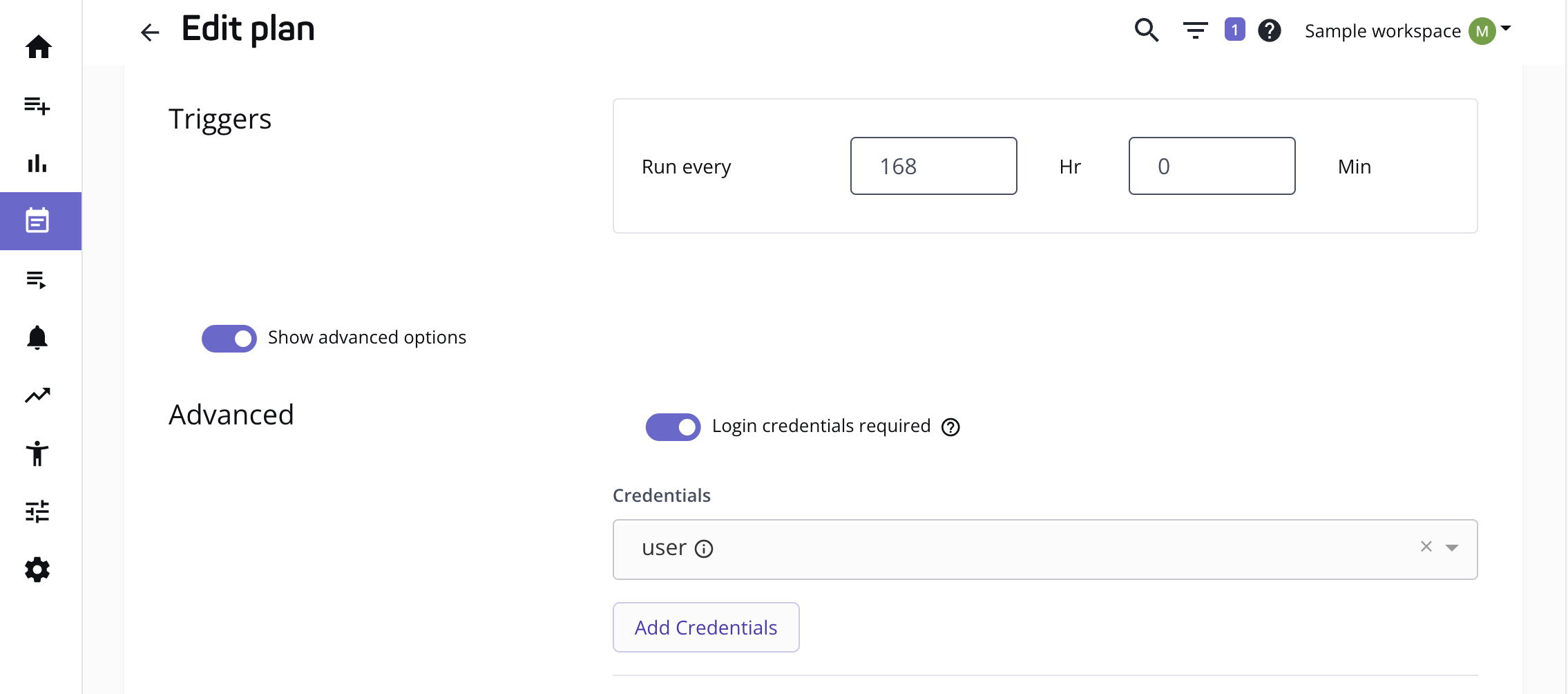 Adding an auto-login flow in plan settings