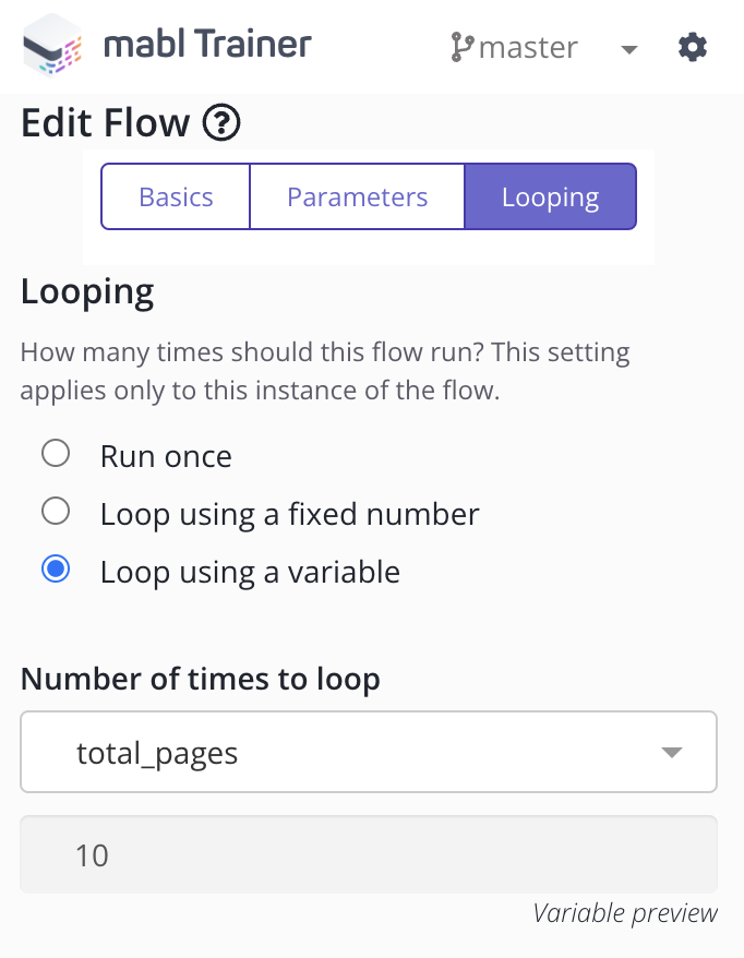 Loop settings