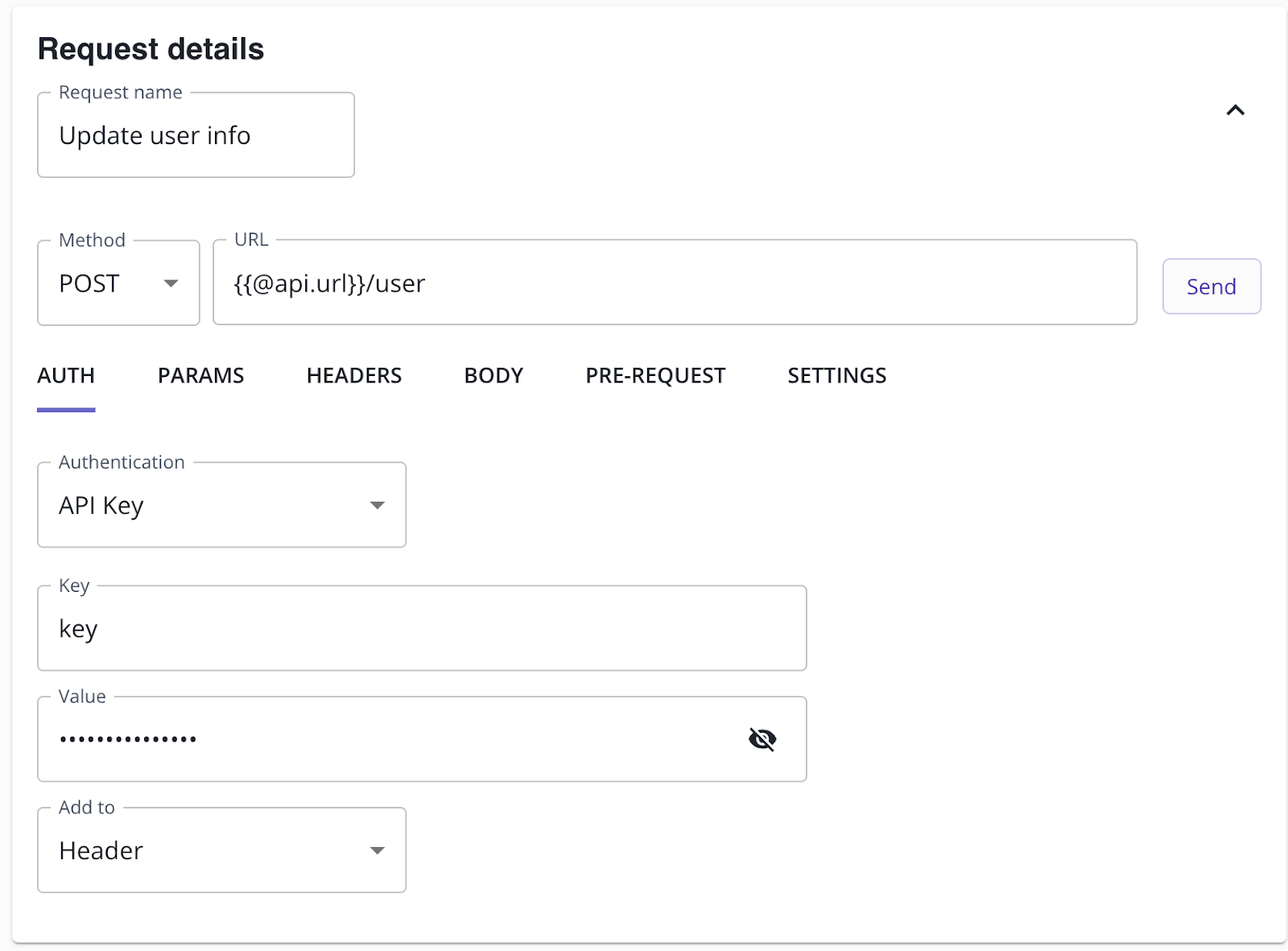 Adding an API key at the request level