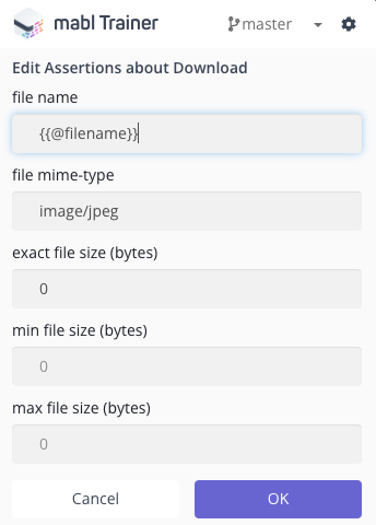 Edit menu for download assertions