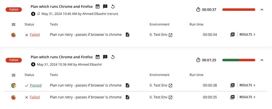 Example of the new plan rerun logic