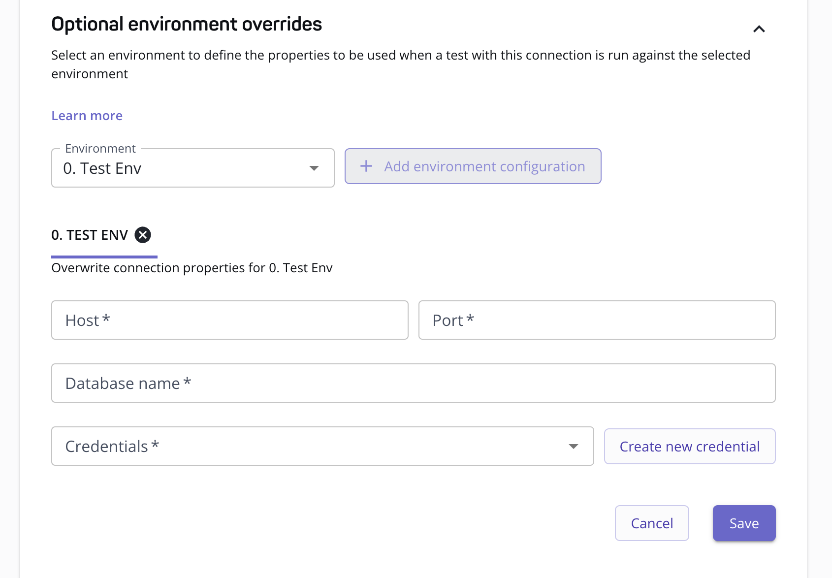 Optional environment override form