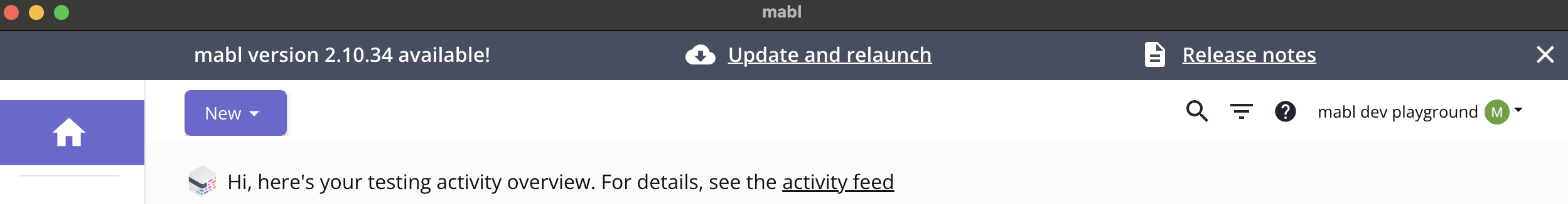 mabl Desktop App update prompt