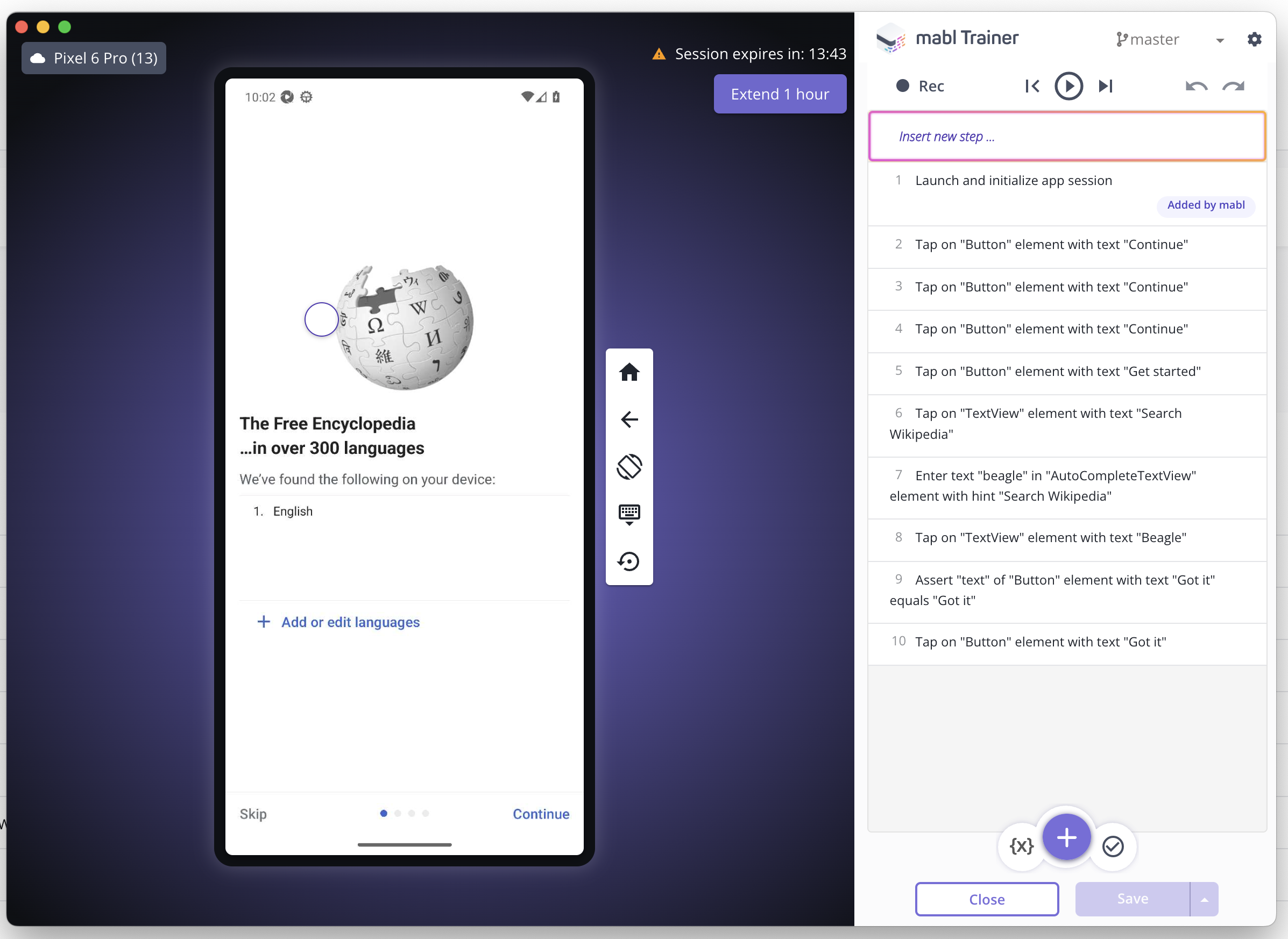 Session countdown clock