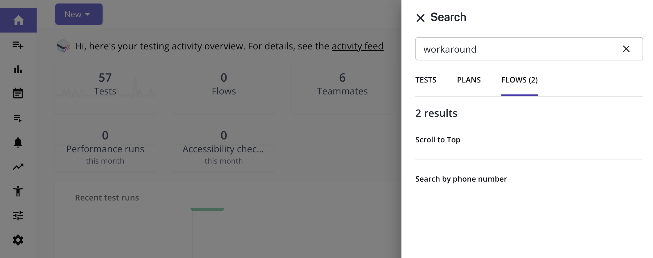 Search for flow by label in the app