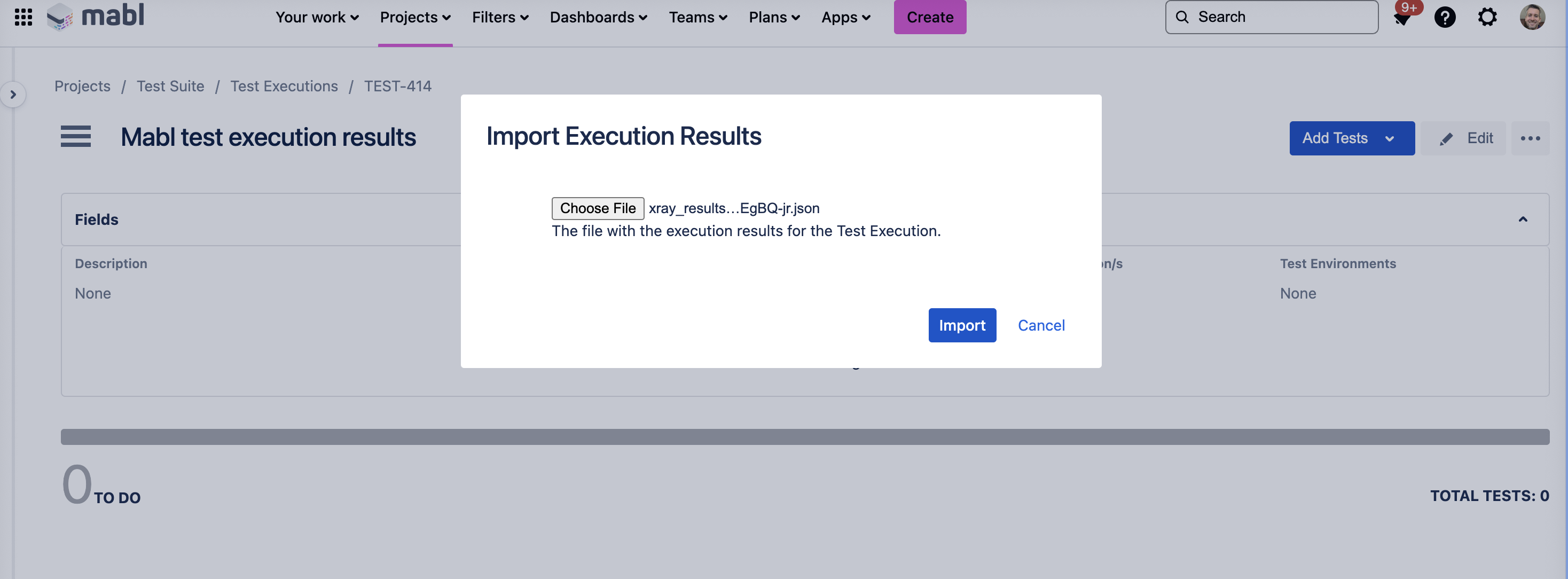 Importing execution results into Xray