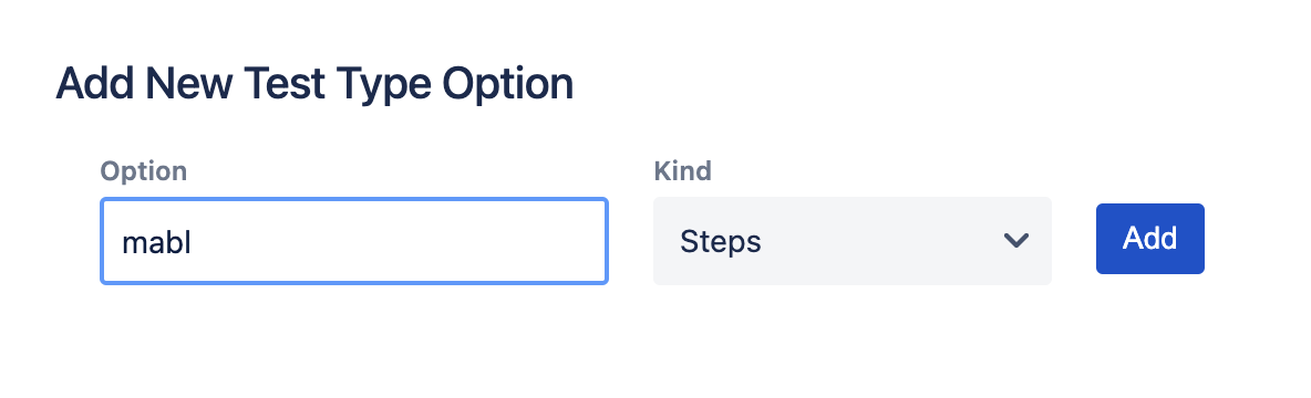 The new test type modal in Xray