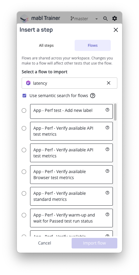 Using semantic search in the mabl Trainer