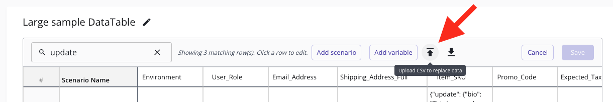 Replace existing DataTable with a new CSV