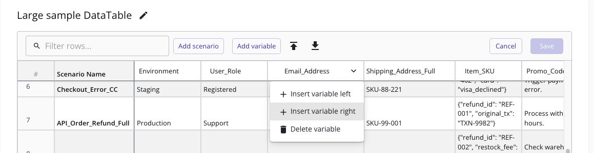 Inline insertion of a new variable