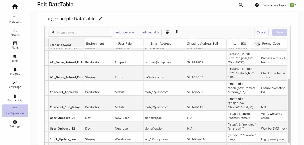 Expanding columns and cells in the DataTable