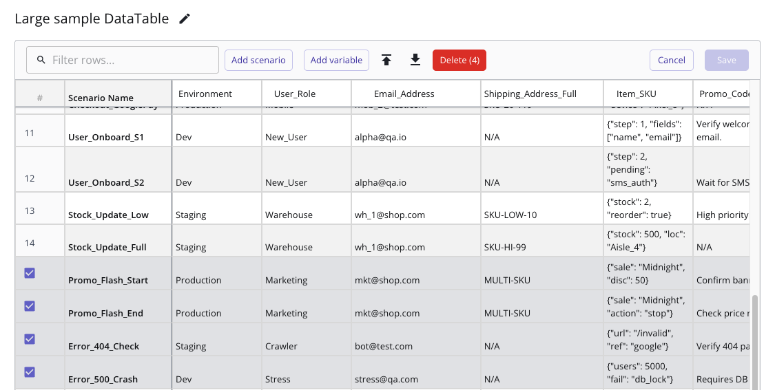 Delete multiple scenarios in bulk