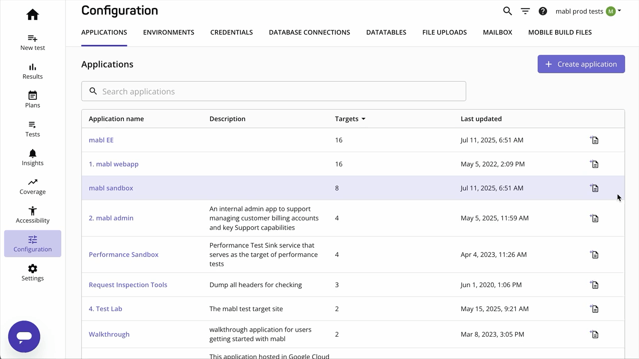 Viewing an application summary