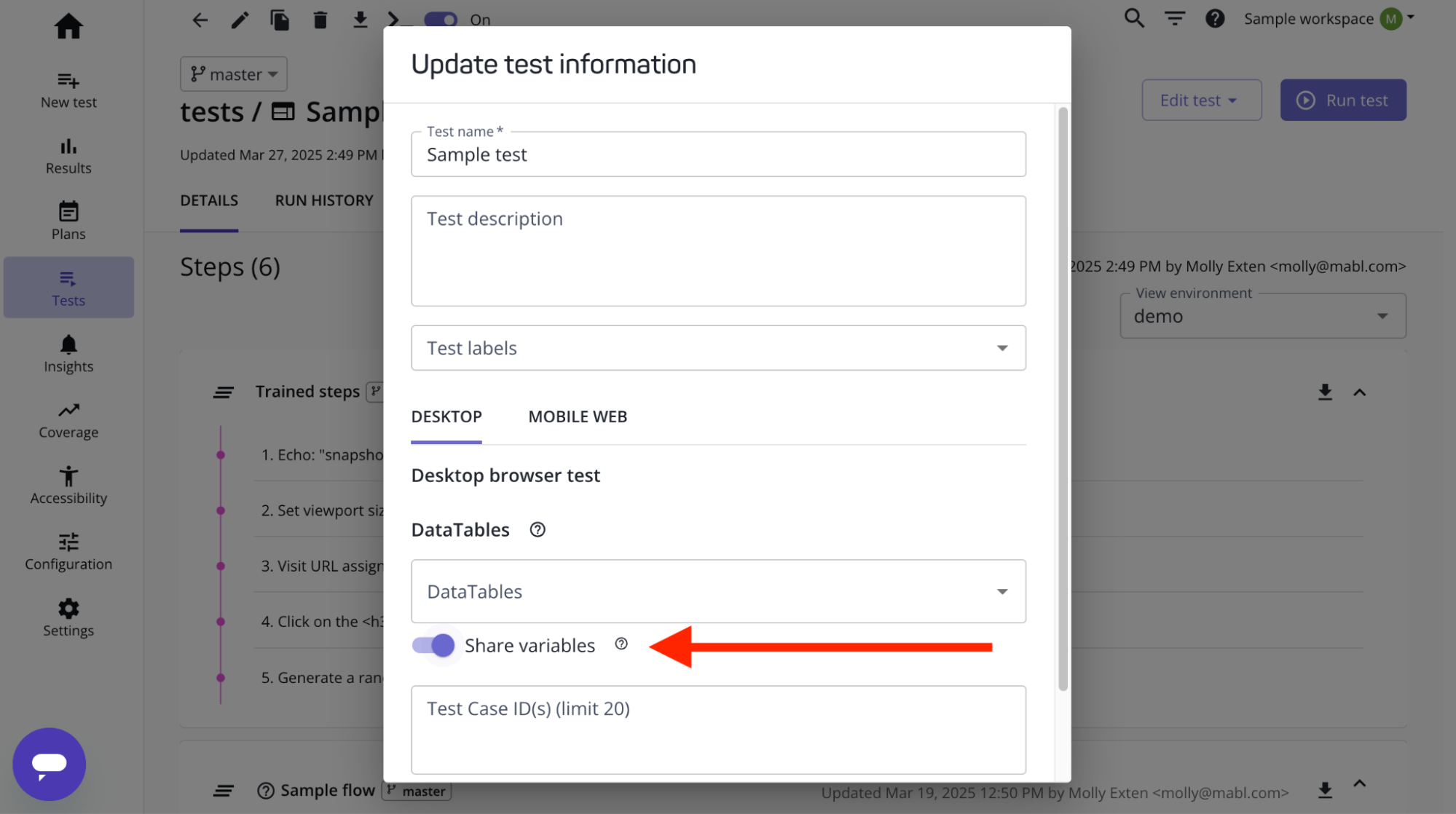 Enabling variable sharing