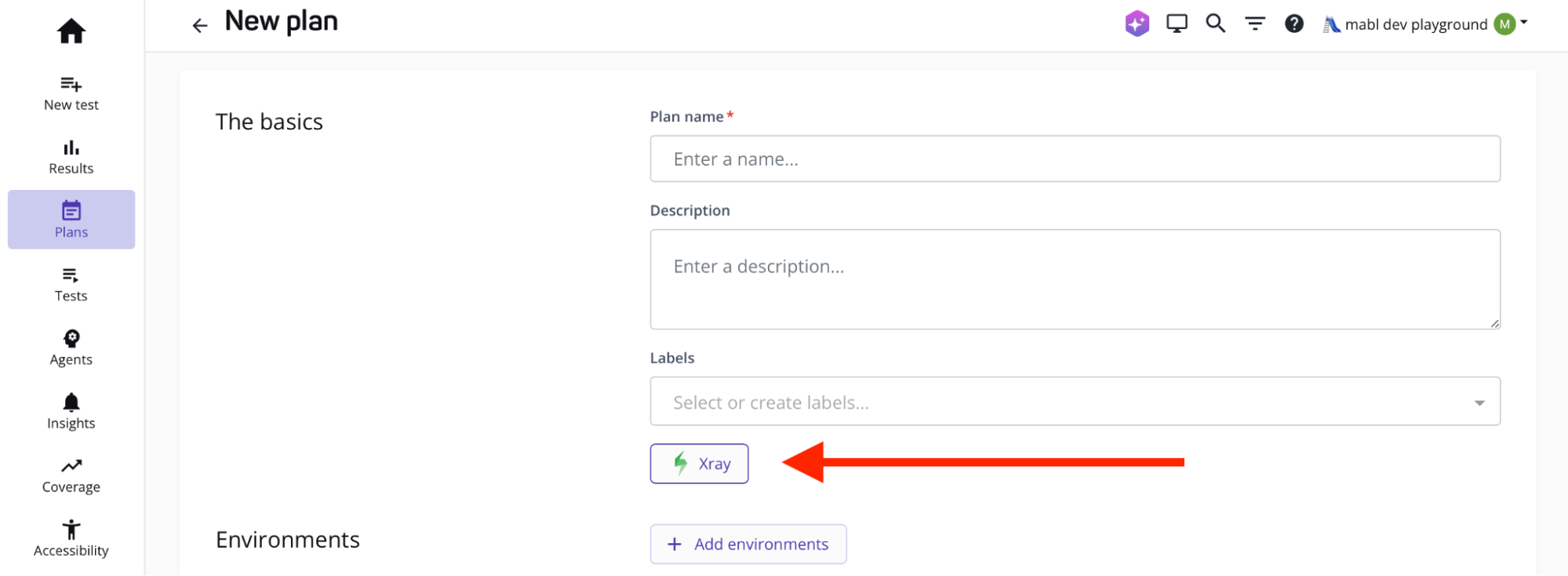 Associating a mabl plan with Xray