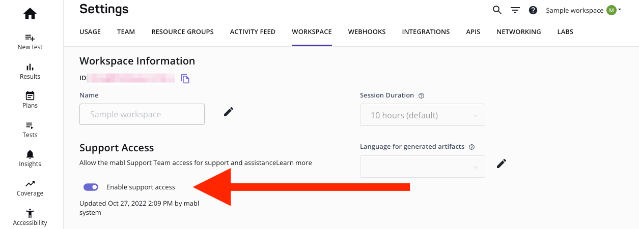 Toggle for controlling support access