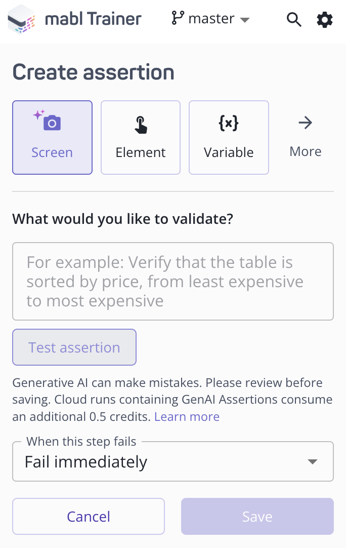 New assertion layout