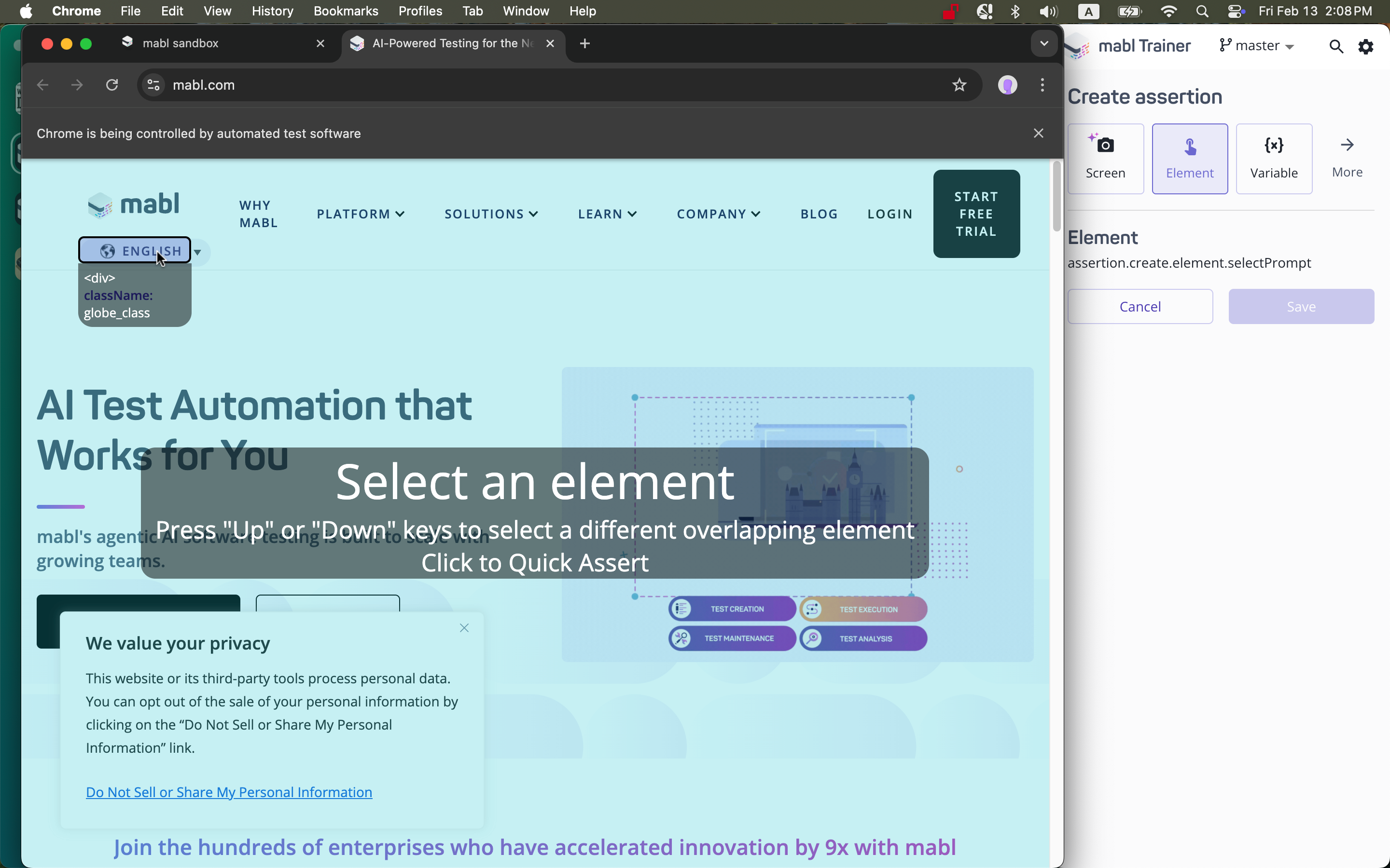Scrolling through overlapping elements