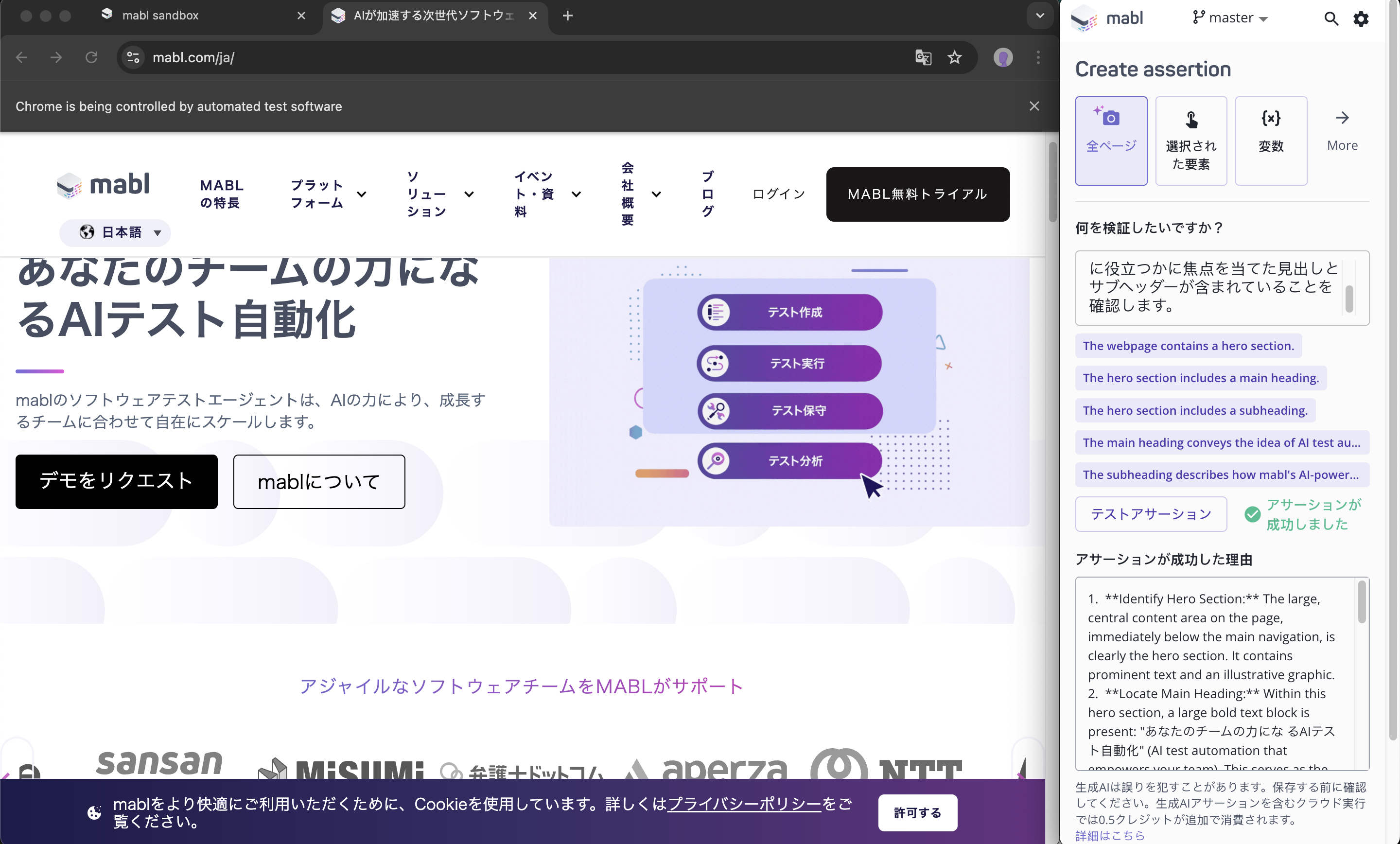 ビジュアル画面アサーション