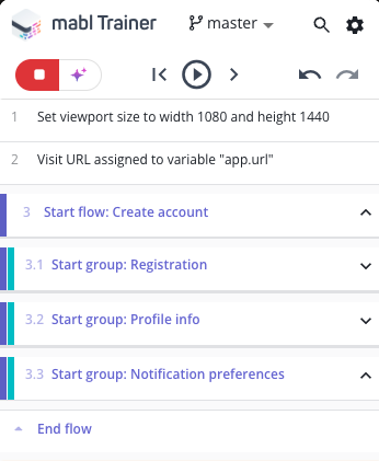 Organizing a flow with step groups