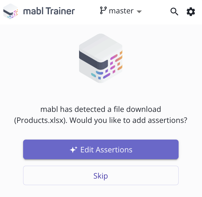 Download assertion prompt
