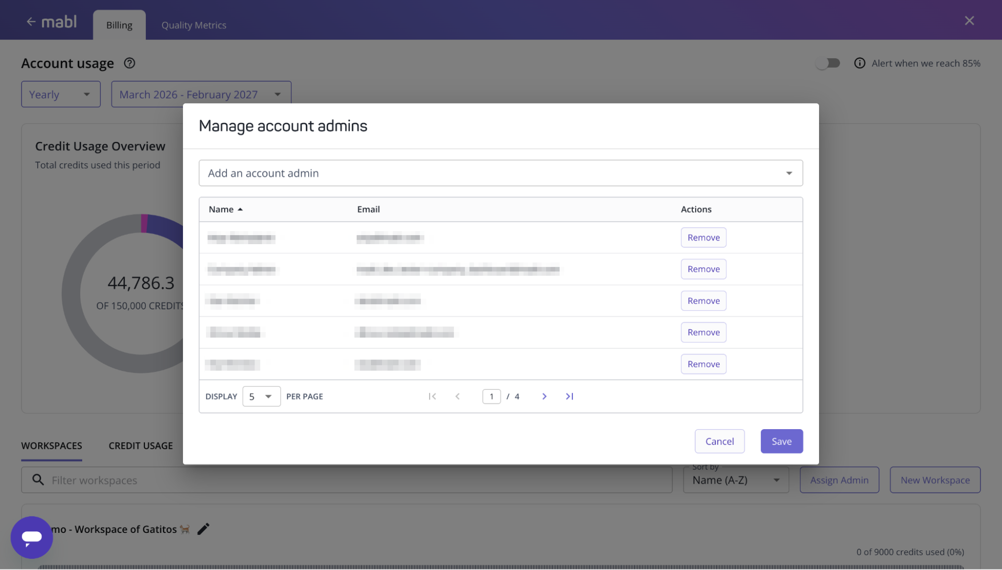 Manage account admins