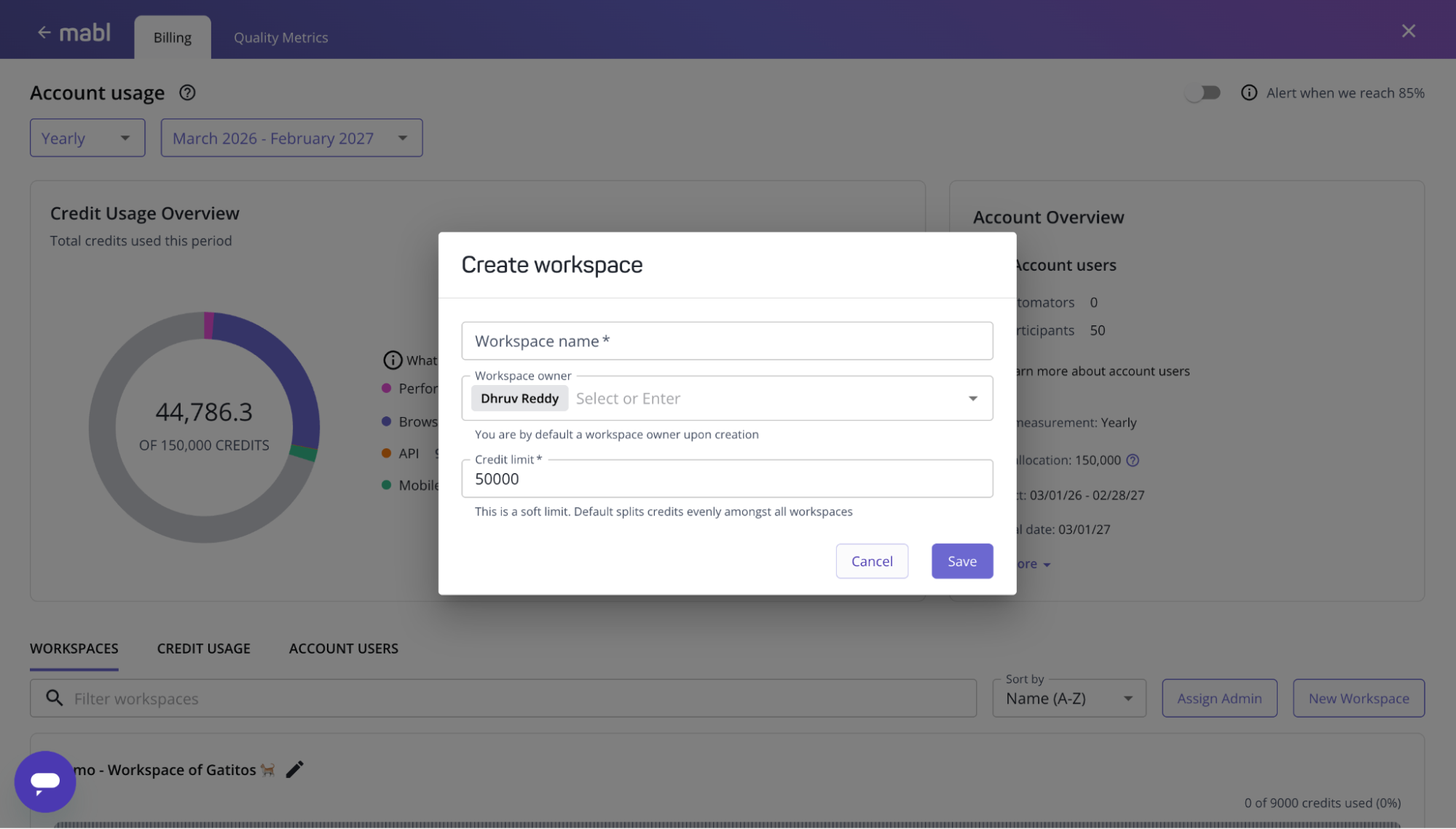 Adding a new workspace