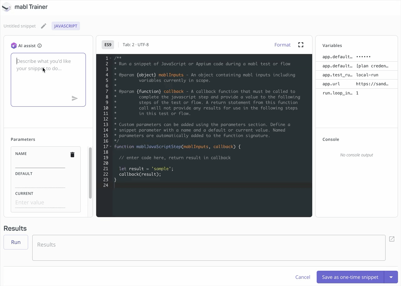 Generating a snippet with AI