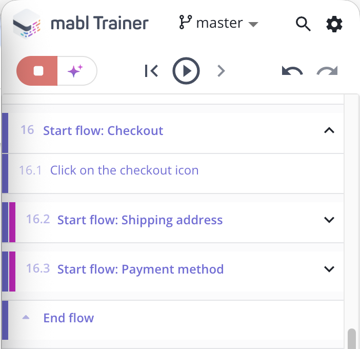 ネストされたフローの折りたたみビュー