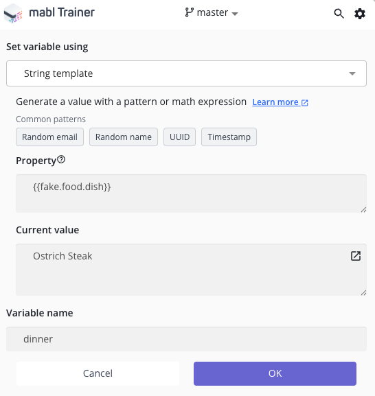 Generating faker values in the Trainer