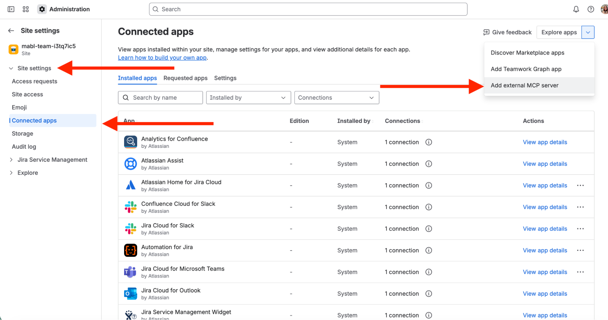 外部MCPサーバー追加ドロップダウンの場所