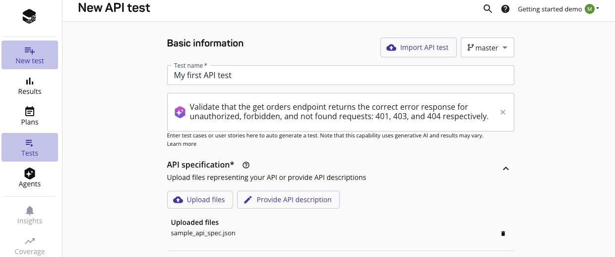 Adding an API spec