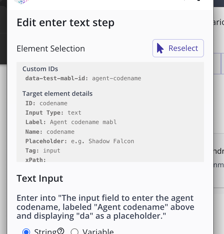 Custom test ID information in find details