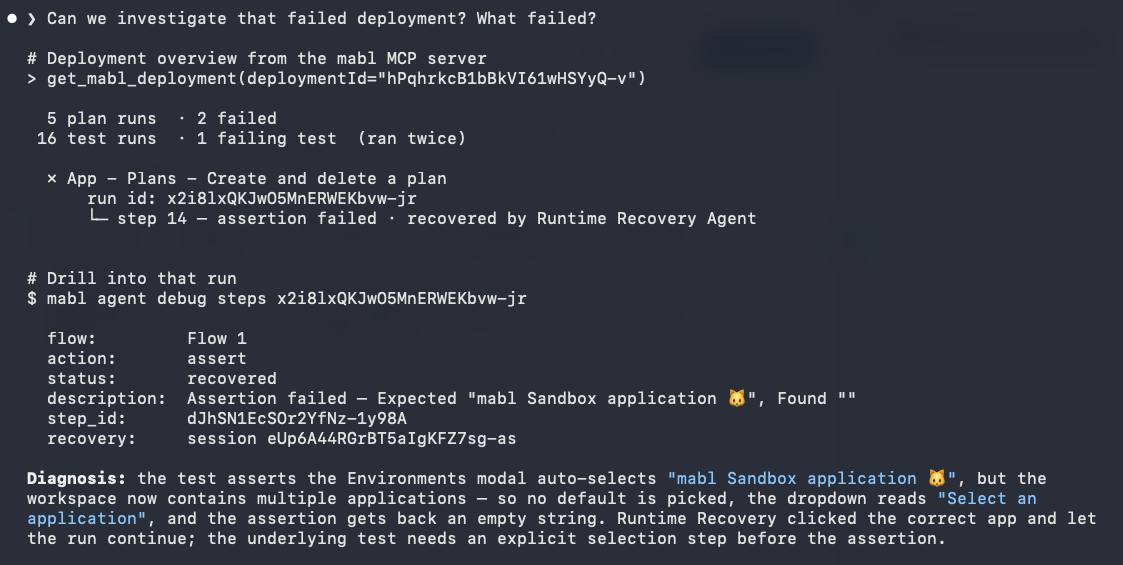 Investigating a failure
