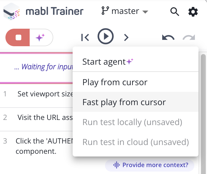 Fast play from cursor