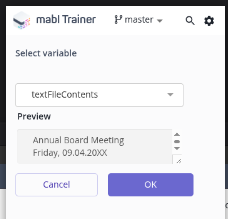 Selecting a file-content variable to use in a step