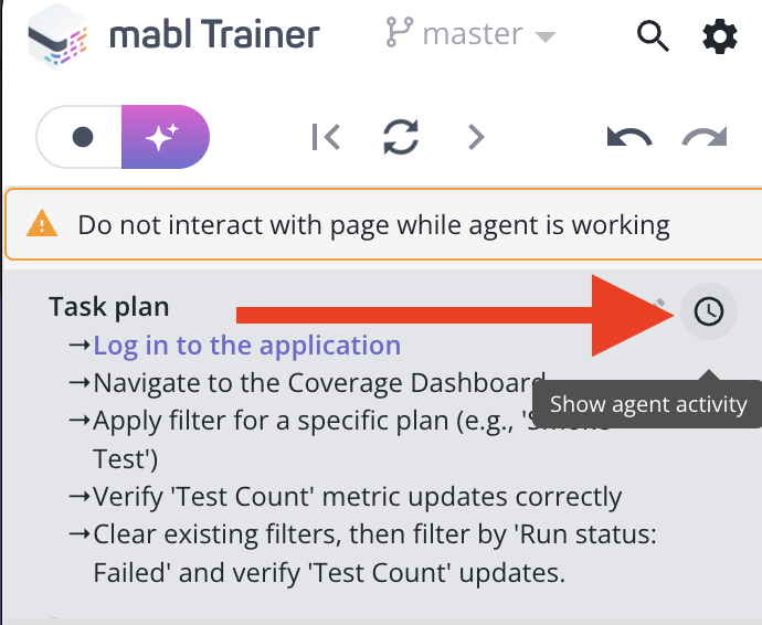 Show agent activity