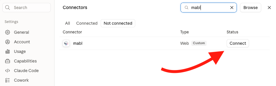 Connect to mabl in Claude Desktop