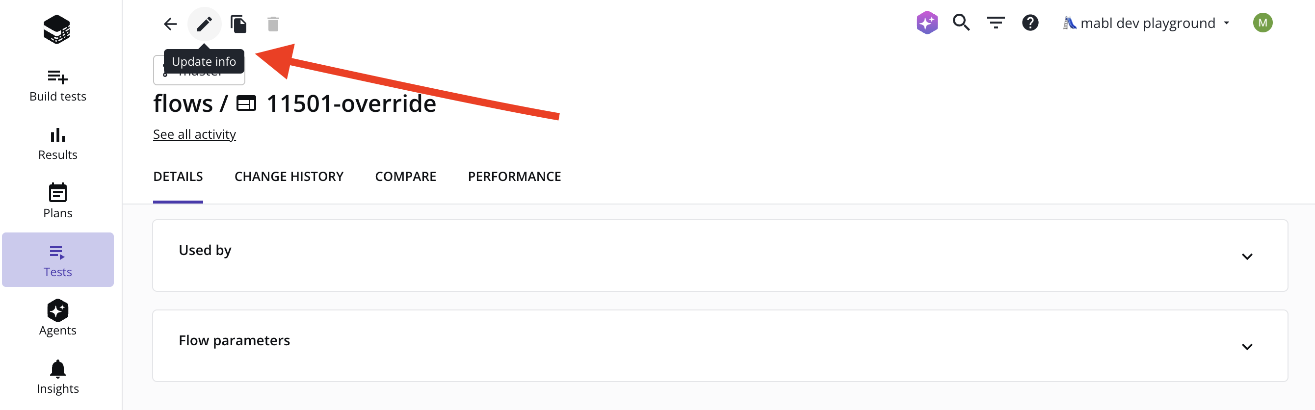 Updating flow info