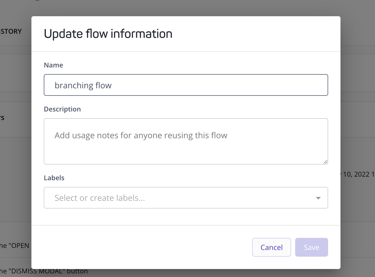 Updating flow details