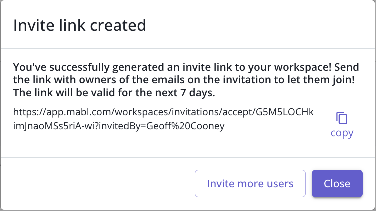 Invite by link modal