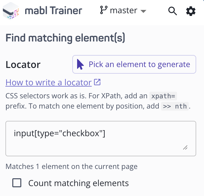 A mabl-generated locator