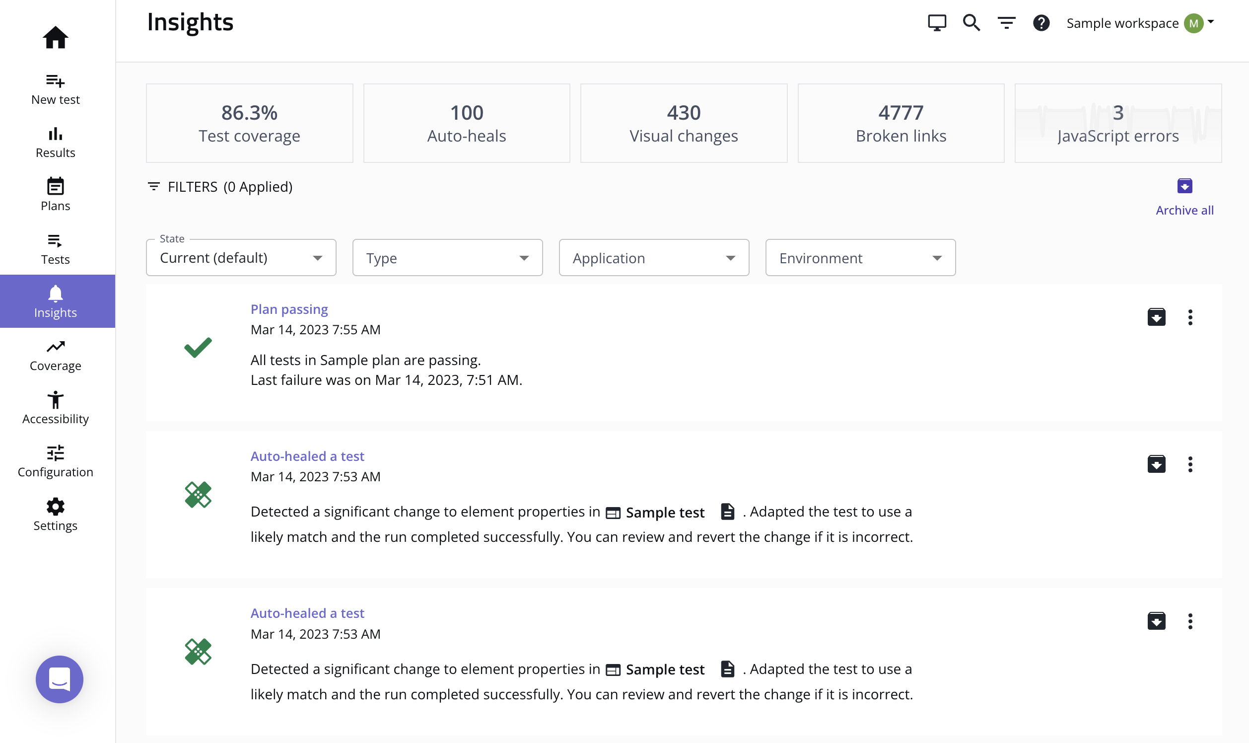 The Insights page