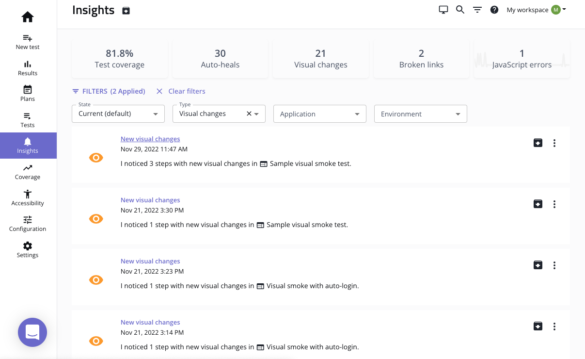 The Insights page
