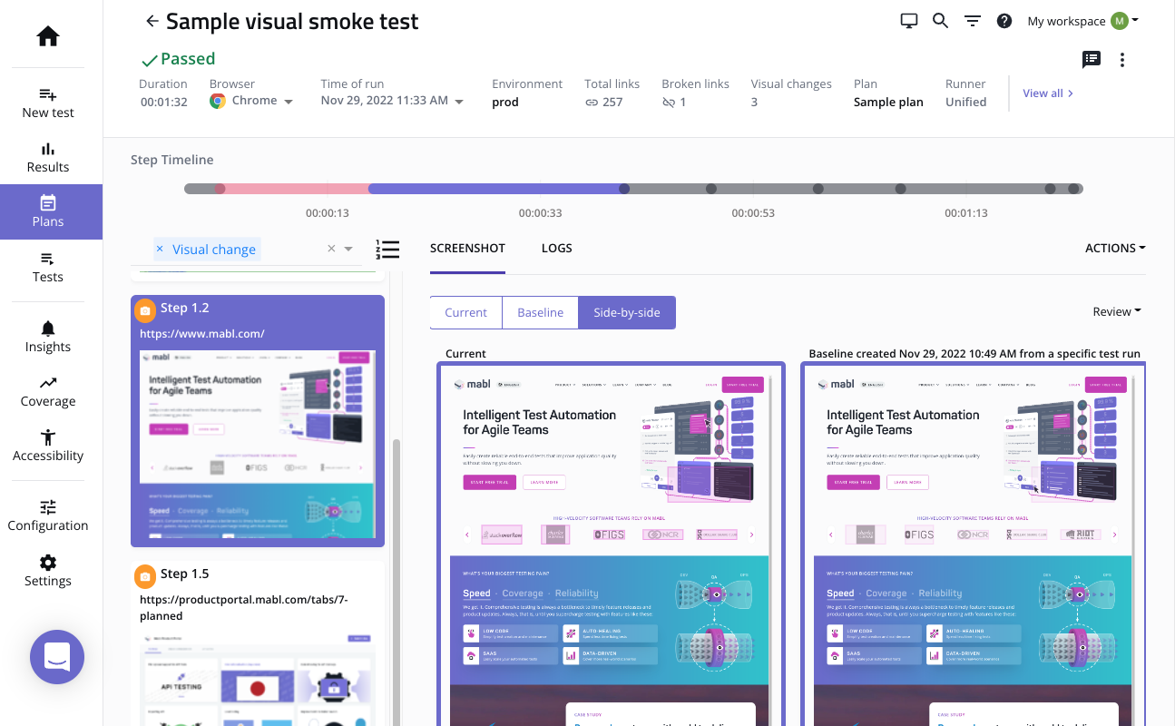 Test Output page for a visual smoke test