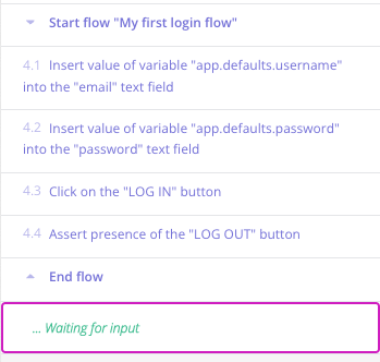 Example of a login flow in the mabl Trainer