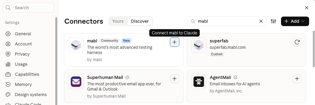 Connect to mabl in Claude Desktop
