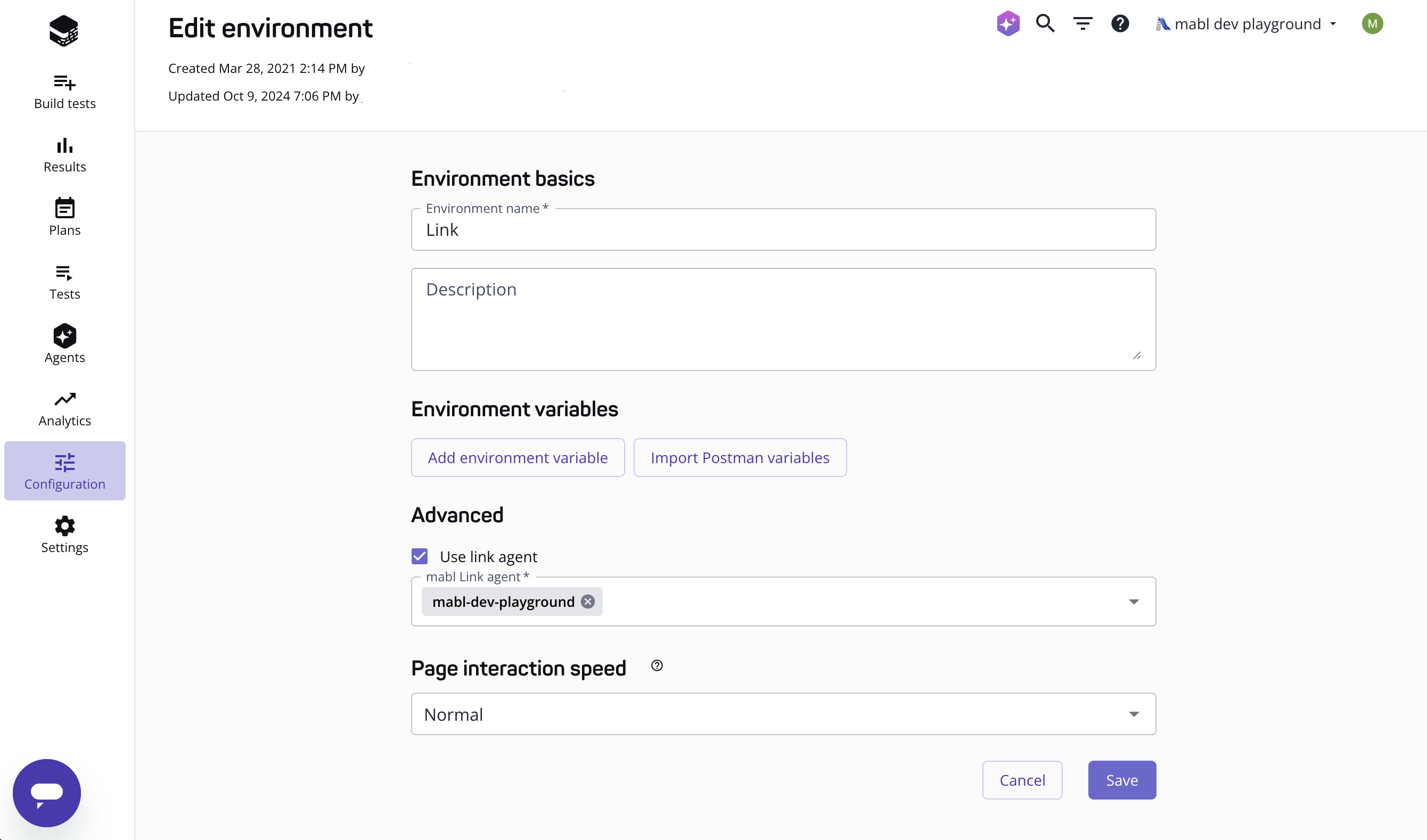 Configuring mabl Link for an environment