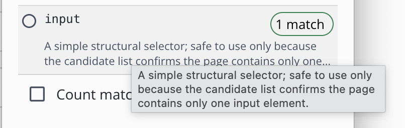 To read longer reasons, hover over the option to see the full text